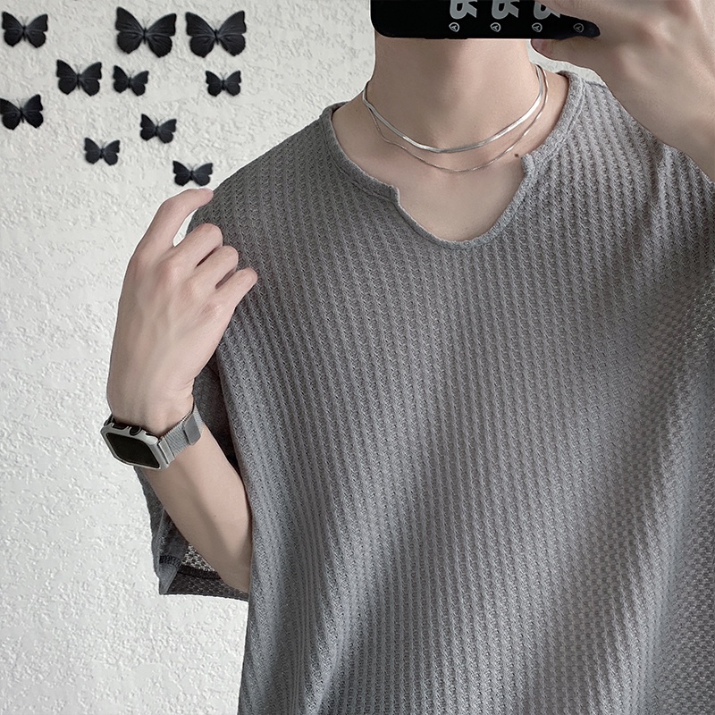 Áo Thun Nam Ngắn Tay Phong Cách Hàn Quốc Thời Trang Simple unisex áo phông rộng lụa Sọc bigsize áo phông trắng Nam