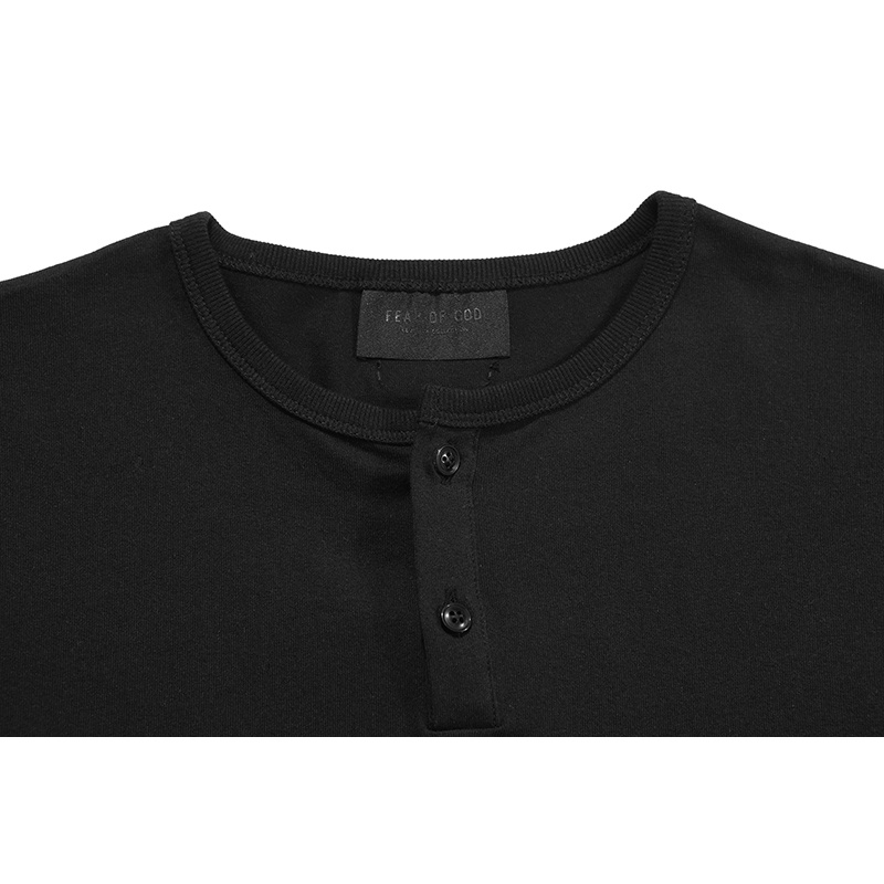 FOG FEAR OF GOD seventh season main line GRAYS flocking print Henry collar short-sleeved trendy men's T-shirt