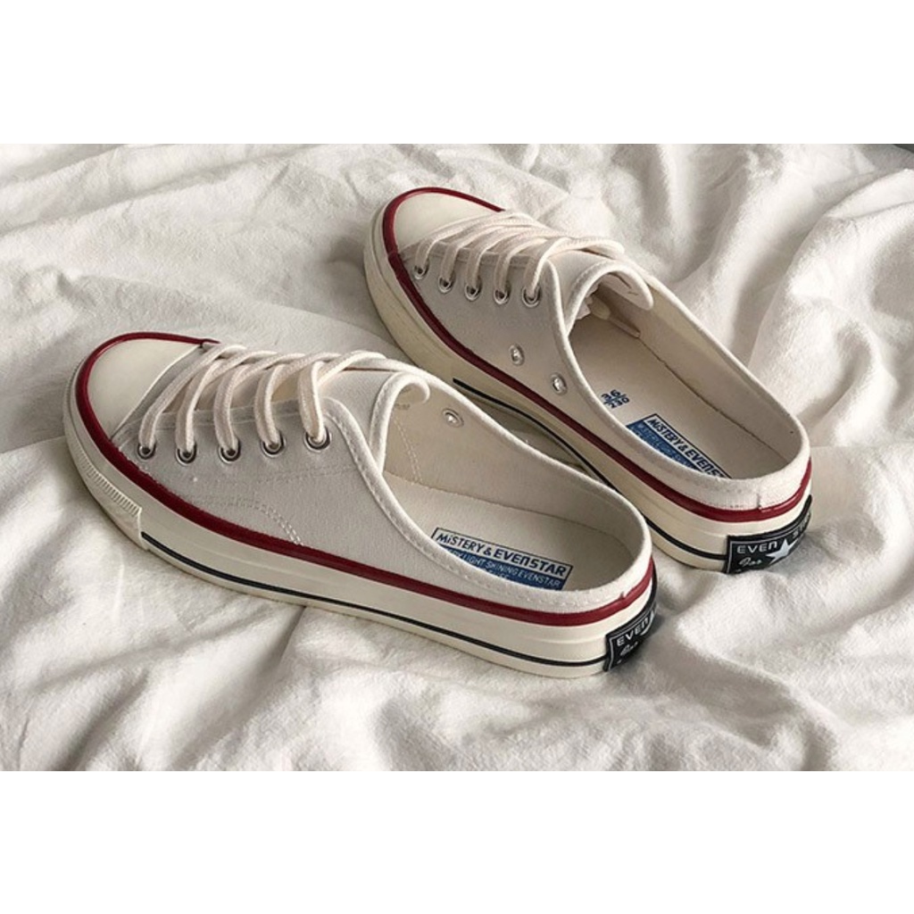 Giày sneaker đạp gót Hollibana Couple Canvas Mule order chính hãng Hàn Quốc