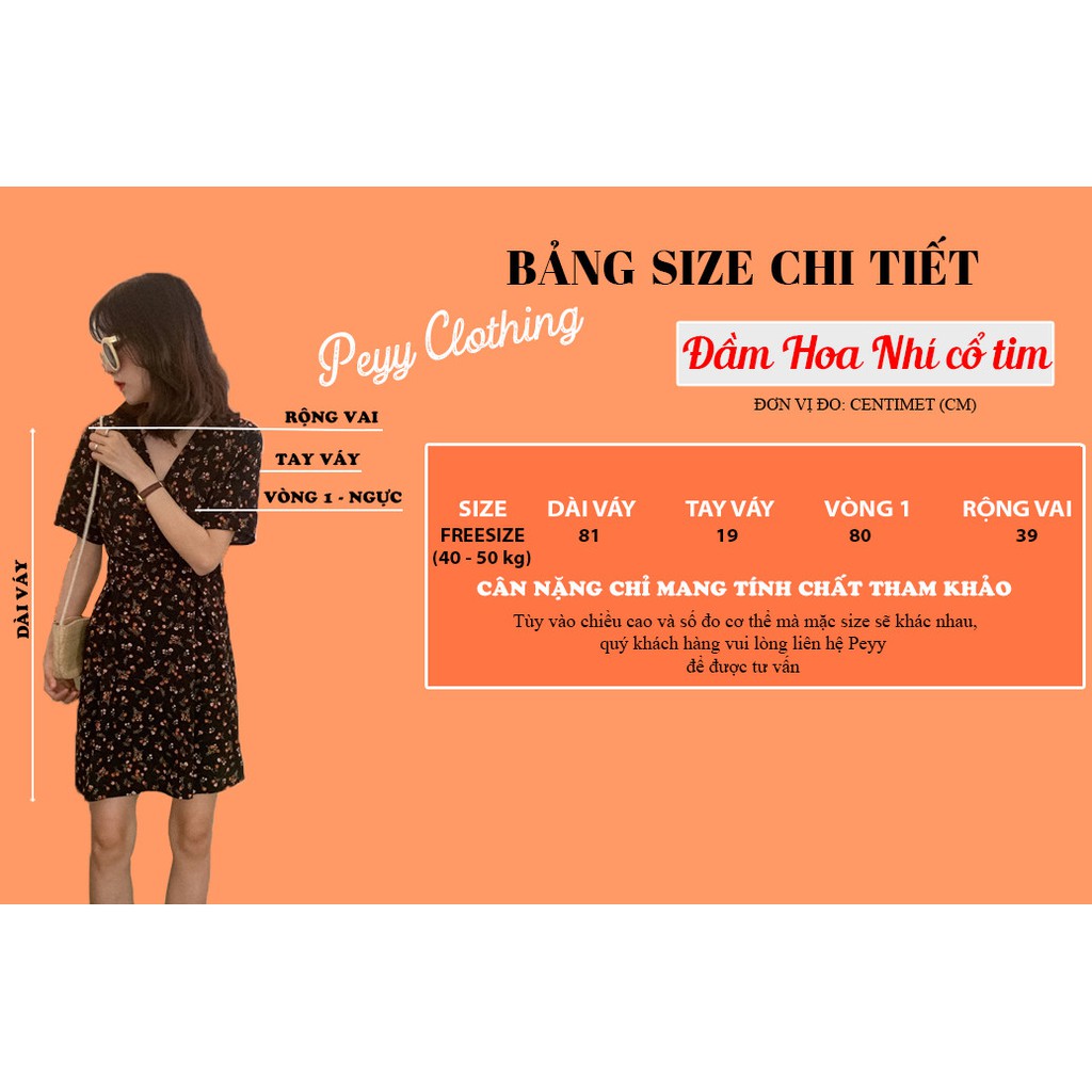 Đầm vintage hoa nhí ngắn tay cổ tim phong cách ulzzang Hàn Quốc V31 - Peyy Clothing
