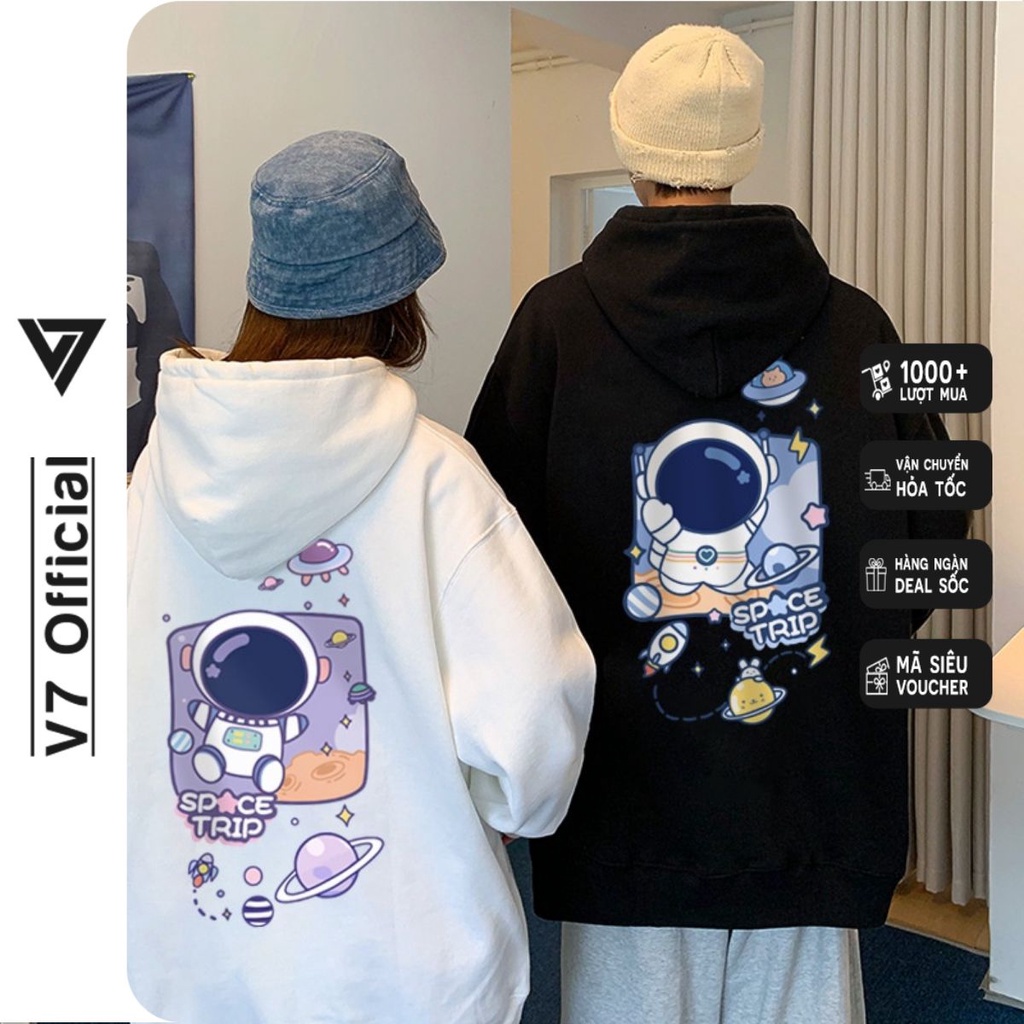 Áo Hoodie Sweater Phi Hành 2 màu trằng đen. Hoodie Unisex nỉ bông,áo nhiều size (N372)
