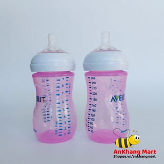 Bình sữa Avent Natural 260ml Xanh - Hồng (Núm số 2, 1 tháng +)