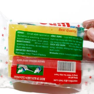 Miếng mút rửa chén 2 mặt xanh vàng