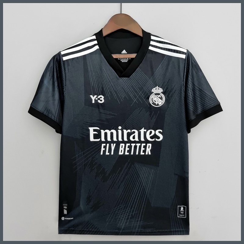 Áo Thun Bóng Đá Real Madrid Y-3 Jersey 2022 Màu Đen Cá Tính