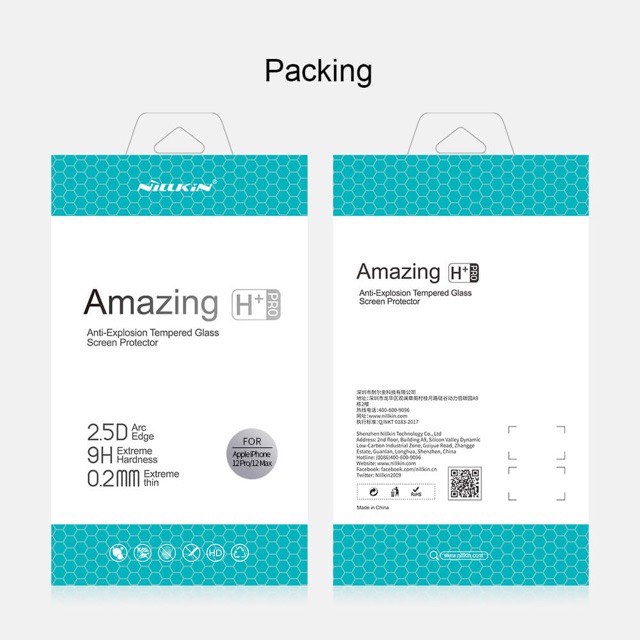 Kính cường lực không viền siêu mỏng cho iPhone 15 ProMax,14 ProMax ,12,13 ProMax , chính hãng Nillkin Amazing H + Pro