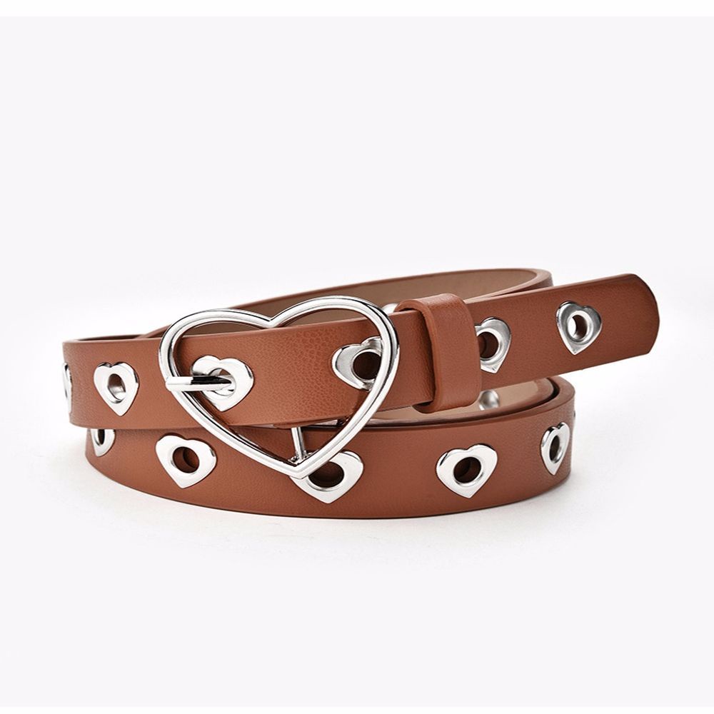 Thắt Lưng Da Khóa Kim Loại Hình Trái Tim Phong Cách Hàn Quốc Cổ Điển Dành Cho Nam Nữ