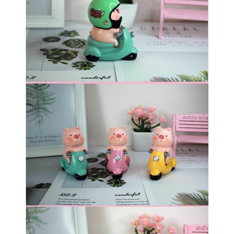 Chú Heo Đội Mũ Bảo Hiểm Dễ Thương Sáng Tạo Cao Cấp Trang Trí Xe Hơi Hoạt Hình