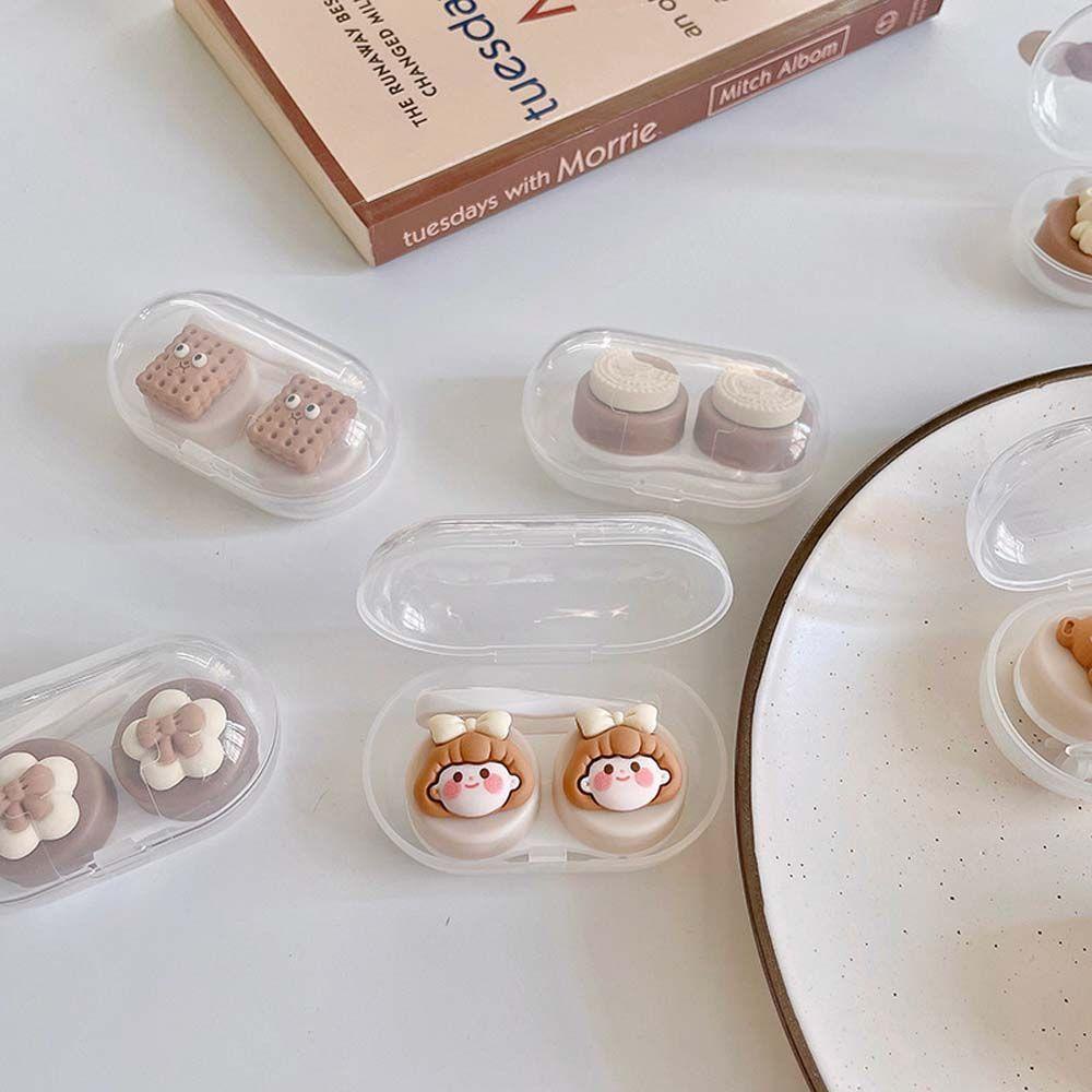 Hộp Đựng Kính Áp Tròng Kèm Nắp Đậy Họa Tiết Hoạt Hình Và Hoa Xinh Xắn