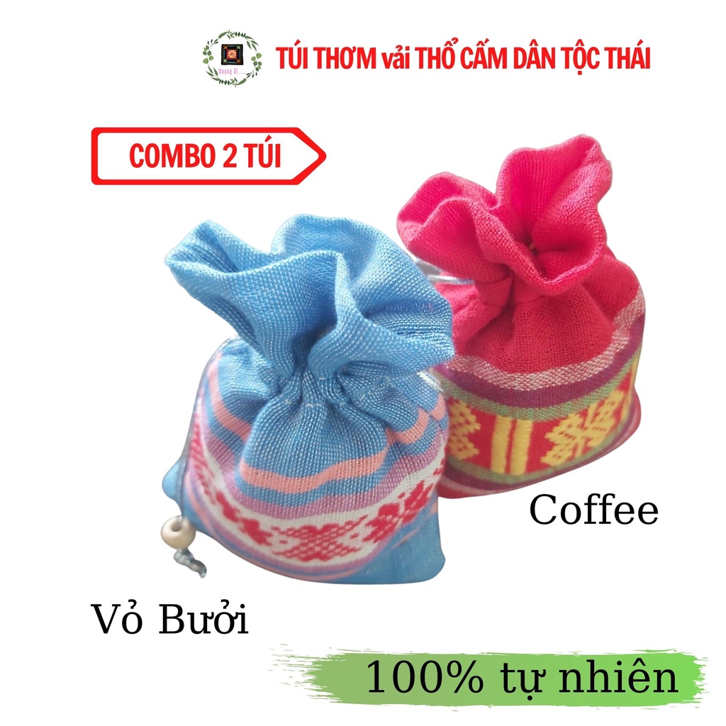 COMBO 2 Túi thơm thổ cẩm dân tộc Thái, treo xe oto, hương thảo mộc thiên nhiên 100%