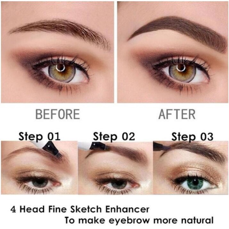 Bút Kẻ Lông Mày 4 Ngòi Dạng Lỏng Lâu Trôi Chống Thấm Nước Tự Nhiên Với 5 Màu Lựa Chọn