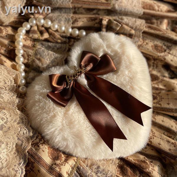 Túi xách lông nhung phối dây xích đính ngọc trai xinh xắn phong cách thời trang lolita