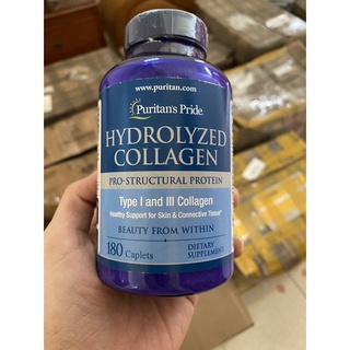 Collagen thủy phân Puritan's pride hydrolyzed collagen 1000mg 180v
