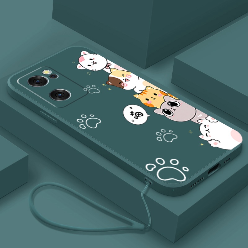 Ốp lưng oppo reno 7 5g oppo reno 7 4g Ốp Điện Thoại Silicon Mềm Mịn Thiết Kế Hình Mèo DZMM01 Cho oppo reno 7 5g oppo reno 7 4g viền vuông cute