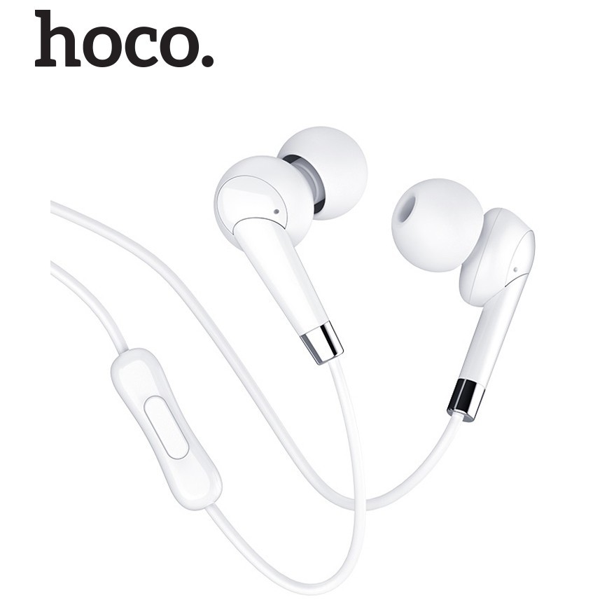 Tai nghe nhét tai giảm ồn Hoco M58 đầu cắm 3.5mm, đệm cao su êm tai, có micro đàm thoại, nút điều khiển đơn, dài 120cm