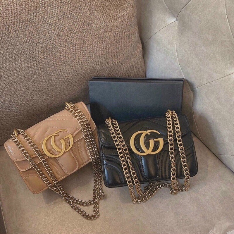 Túi xách nữ Gucci marmont 2 màu đen+be [C02]