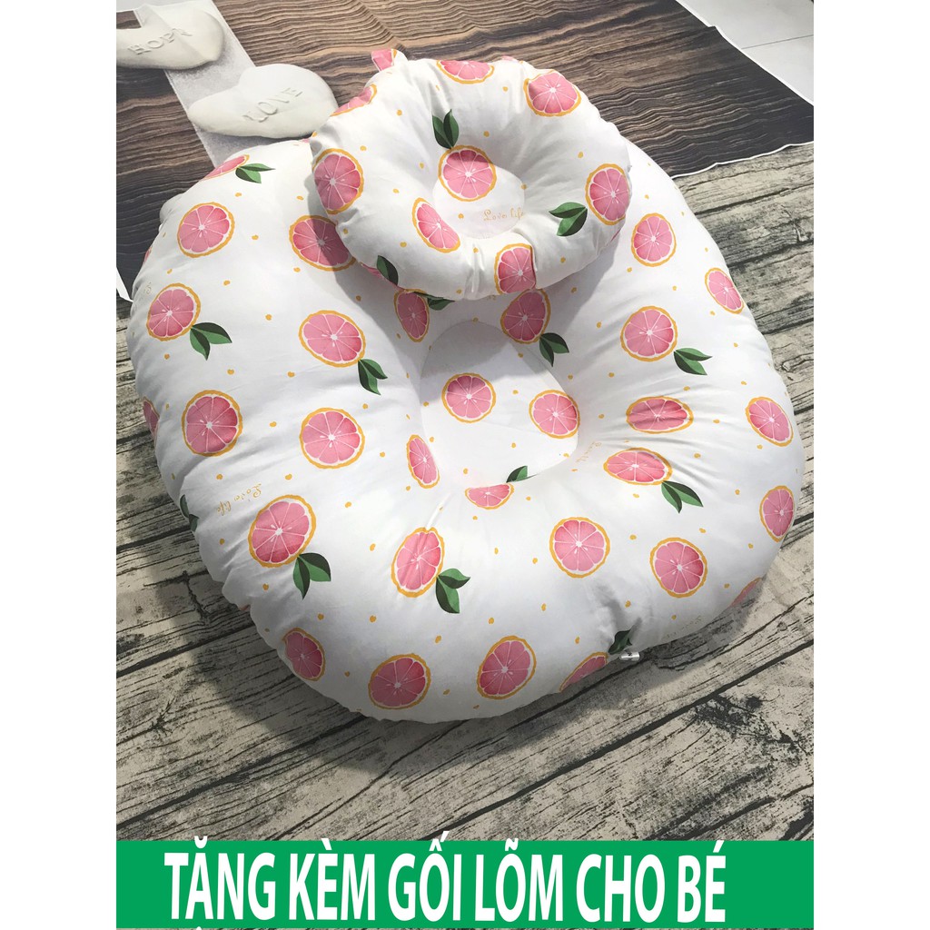 Gối chống trào ngược cho bé vải cotton (Tặng kèm gối lõm)