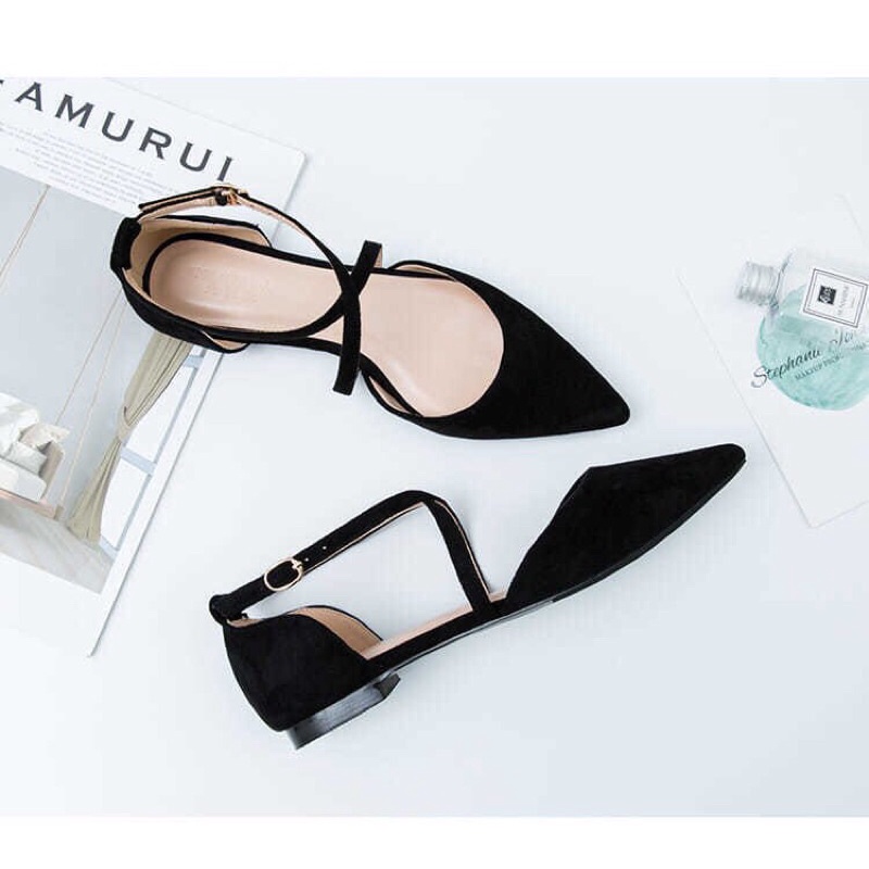 Giày sabo gót thấp kiểu dáng đơn giản thiết kế dây hậu chéo chữ x - SB21 Oula Store