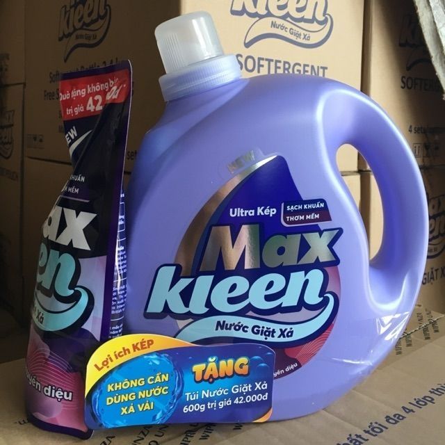 Nước Giặt Xả MaxKleen Ultra Kép chai 2.4kg tặng kèm túi 600g (Hương Hoa Nắng & Hương Huyền Diệu)