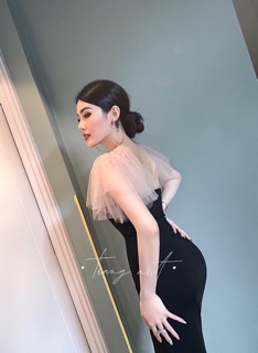 Đầm Body Phối Lưới Xẻ Tà ĐEN/NUDE/ĐỎ xt