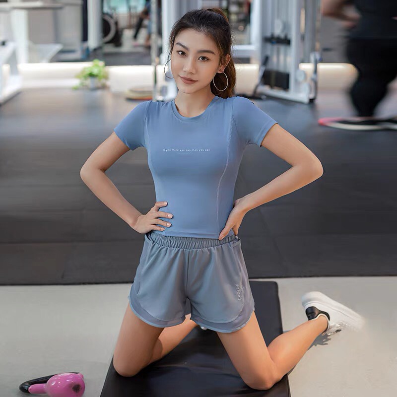 Áo Tập Gym Nữ Thể Thao Croptop Ôm Body Cộc Tay Thun Lạnh Co Giãn PINK STORE 1807