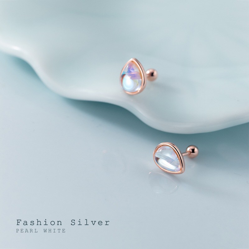 Khuyên Tai Bạc Nữ MIRASON Giọt Nước Nạm Hạt Trai Lấp Lánh Cao Cấp MBT219 - Hoa Tai Nữ Bạc 925