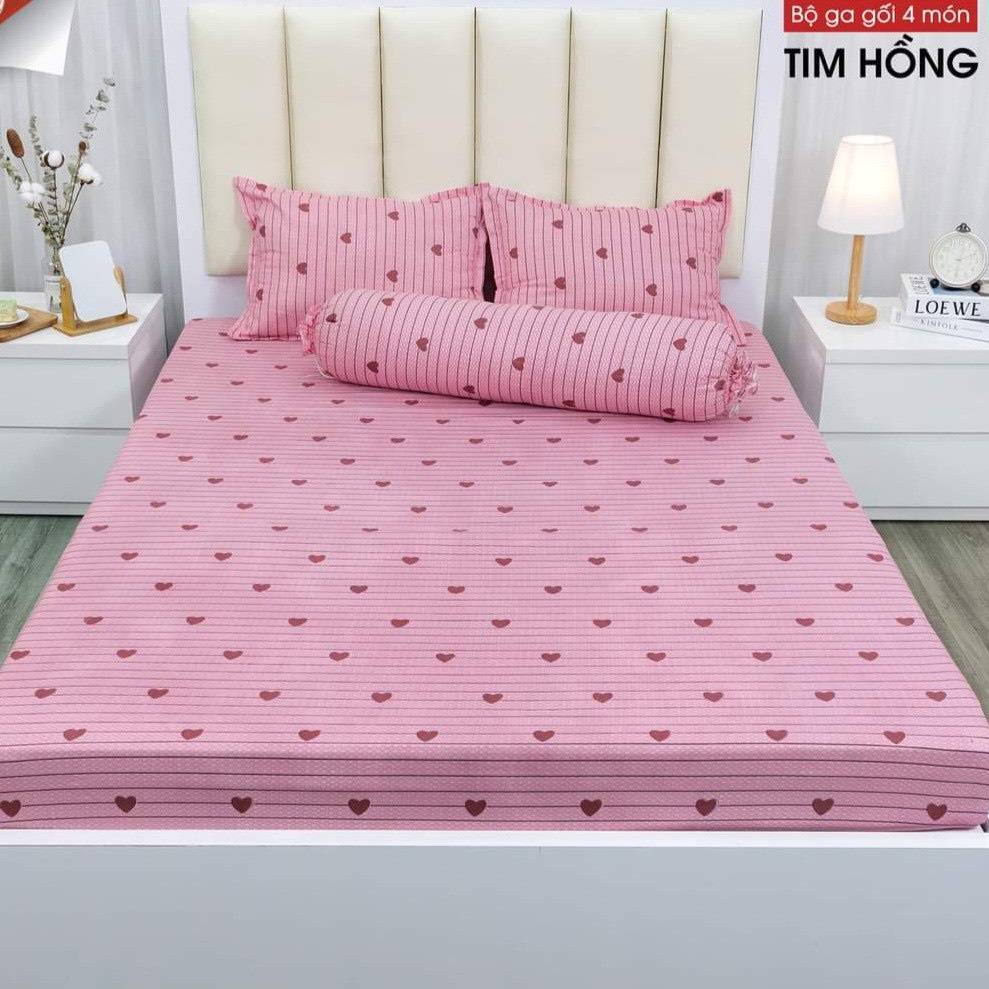 Bộ ga gối 1m6/1m8/2m*2m2 drap giường poly, ga trải giường + 2 vỏ gối nằm đơn giản Nhà Nhím Bedding