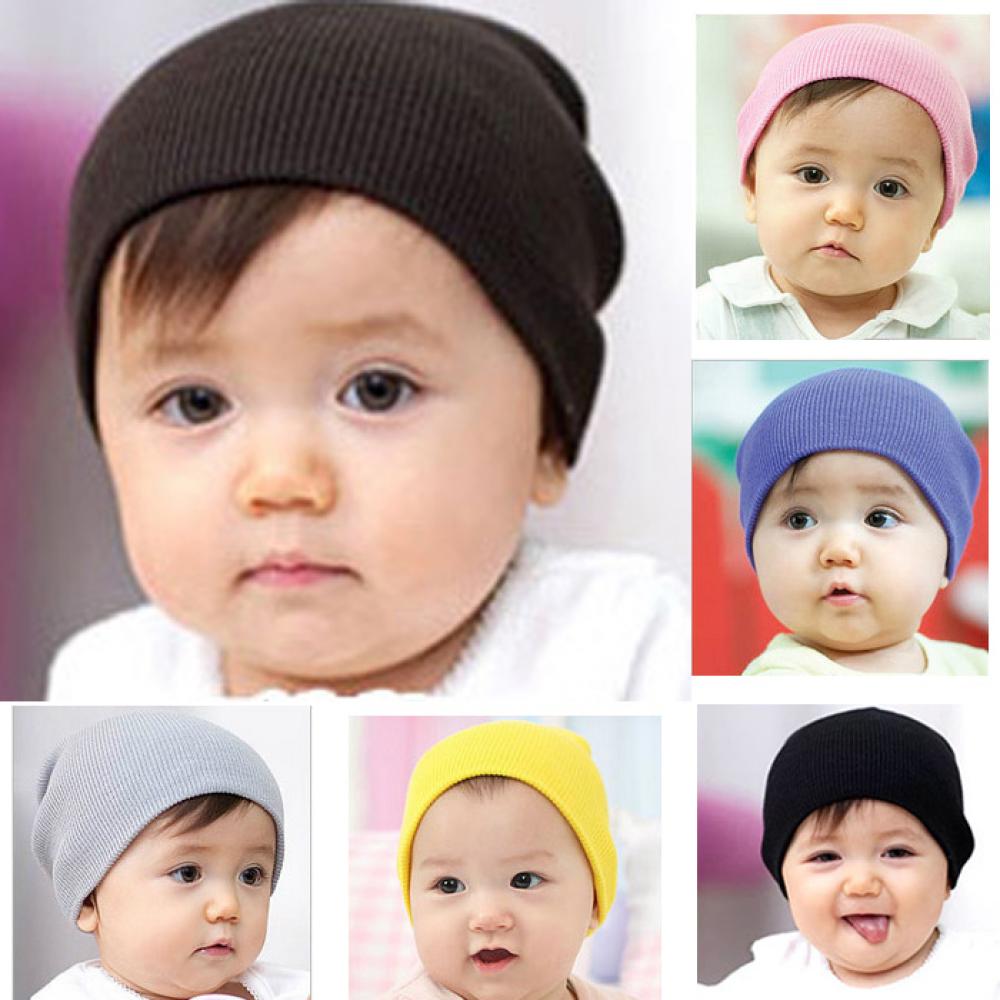 Mũ Beanie Dệt Kim Mềm Mại Nhiều Màu Sắc Giữ Ấm Mùa Đông Cho Bé Trai / Gái