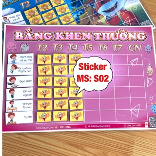 Bảng sticker khen thưởng