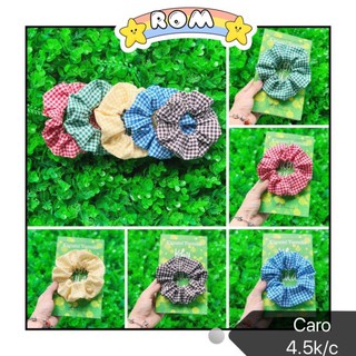 Dây buộc tóc scrunchies caro vải đẹp