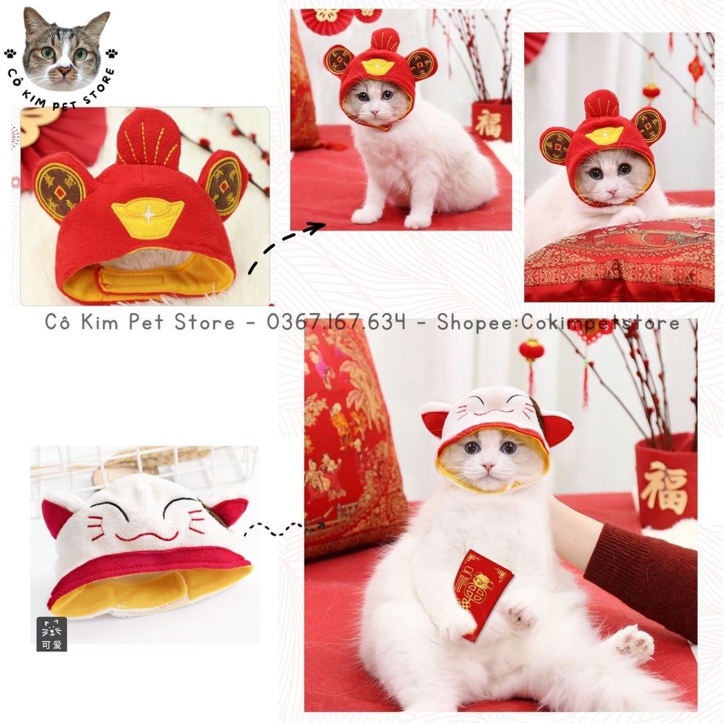 Mũ Cho Chó, Mũ Cho Mèo Dễ Thương Điều Chỉnh Kích Thước