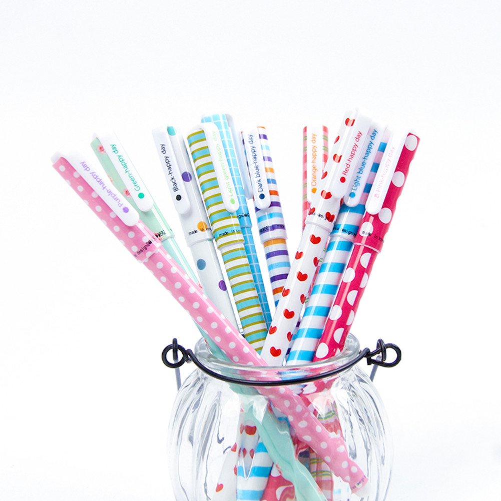 Set combo 10 multi colored gel Ink pens blue light dark green light purple pink orange black red Galaxy Colorful Cute