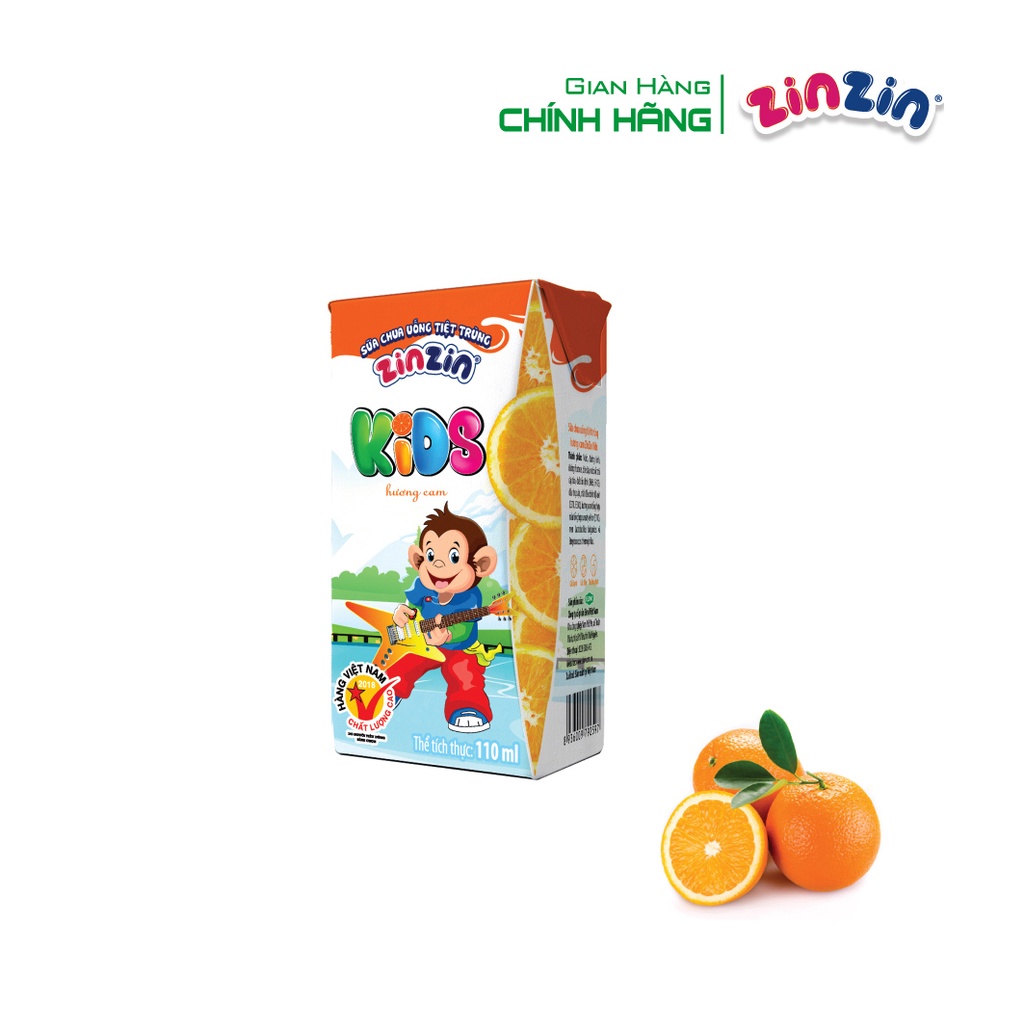 Thùng 48 hộp Sữa chua uống ZinZin KIDS hương cam 110ml