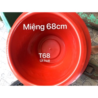 { 3 Cái } Chậu Nhựa Truyền Thống T68 Bít Lổ Trồng Sen Màu Đỏ