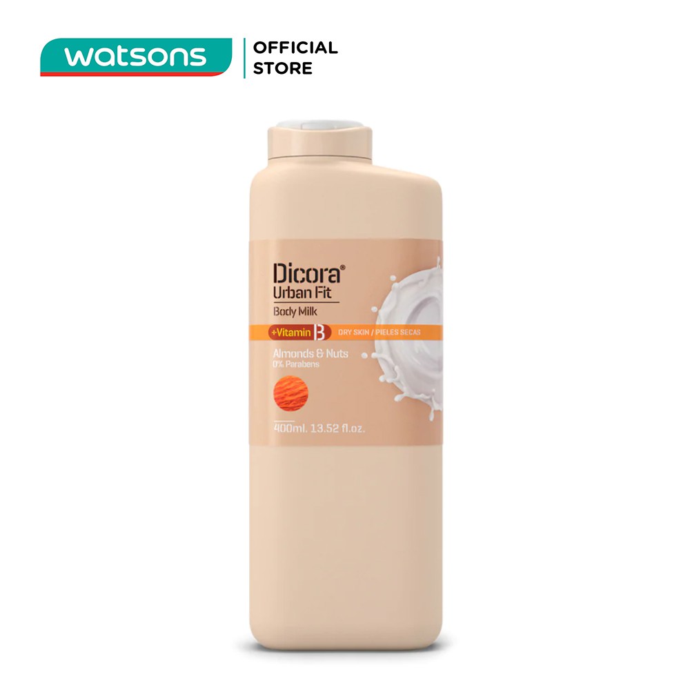 Sữa Dưỡng Thể Dicora Urban Fit Almonds &amp; Nuts Vitamin B Hạnh Nhân &amp; Các Loại Hạt 400ml