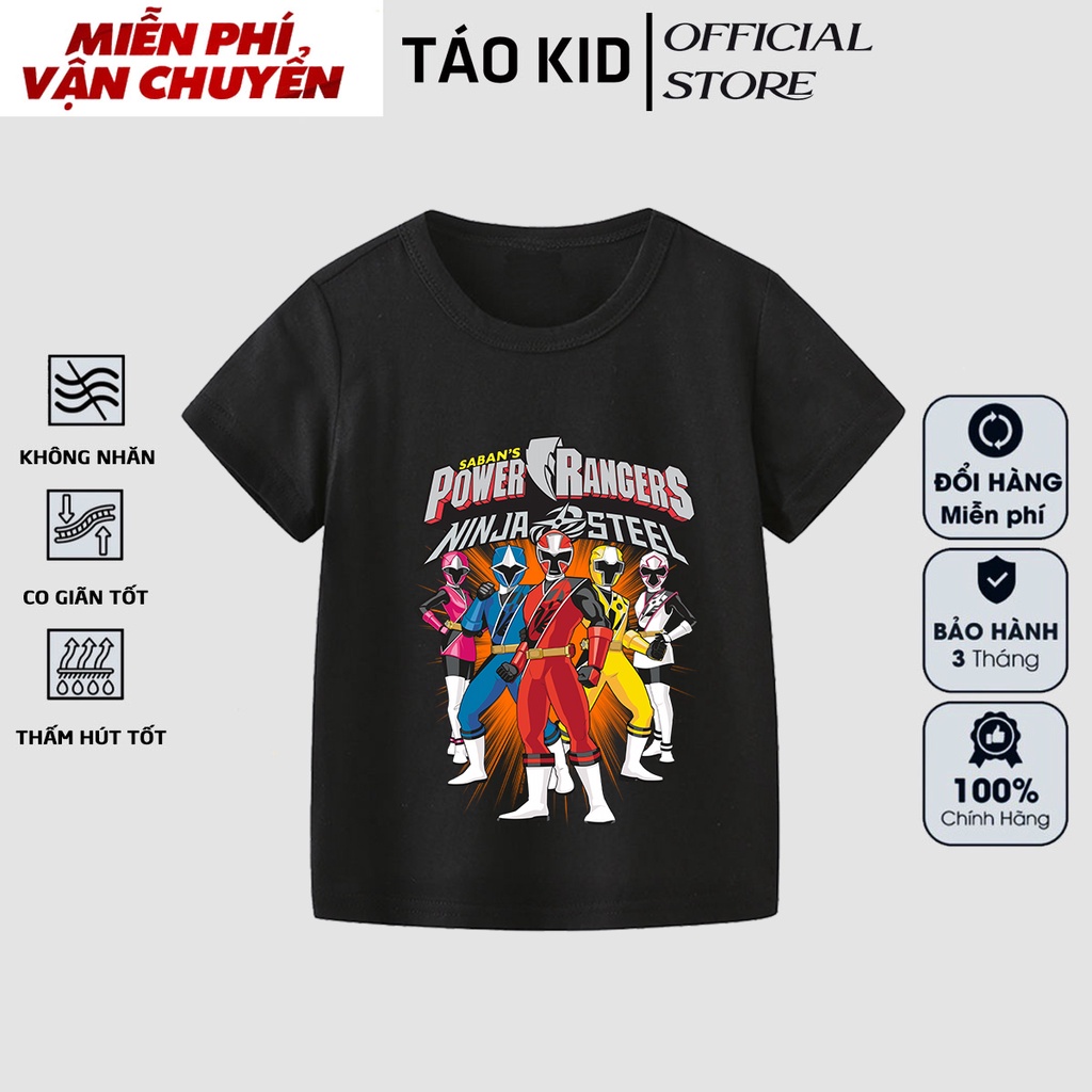 Áo thun bé trai bé gái cộc tay Táo Kid chất cotton in hình 5 anh em siêu nhân từ 0 đến 10 tuổi TK121