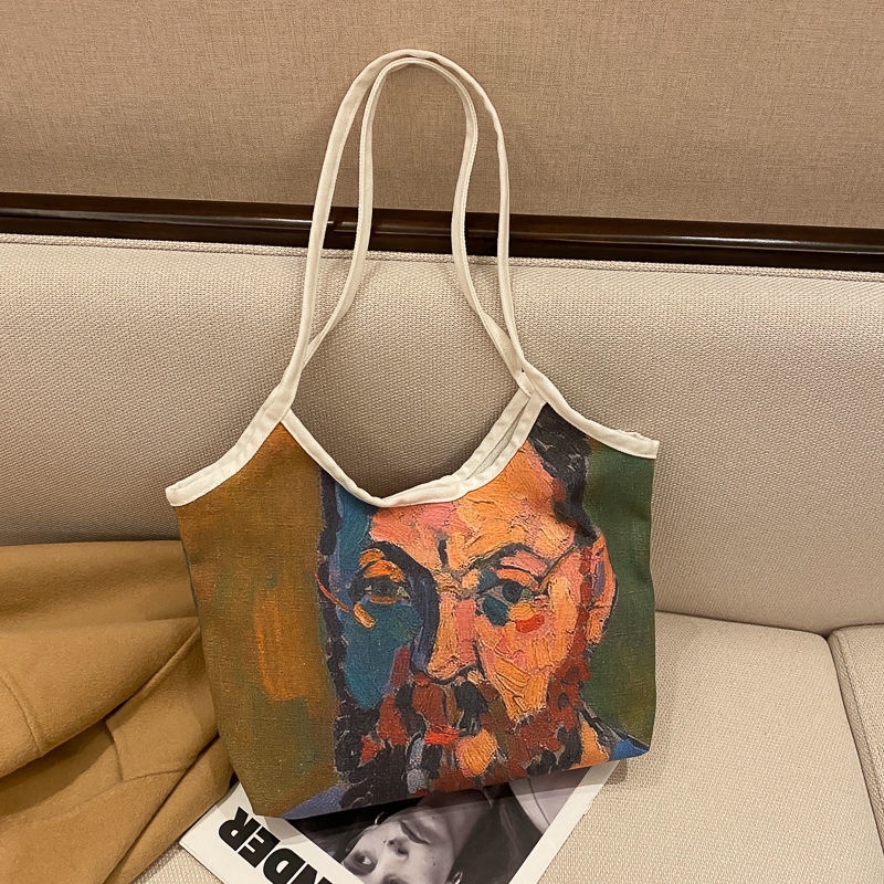 Túi xách ENVIROSAX bằng canvas sức chứa lớn họa tiết tranh sơn dầu thời trang dành cho nữ