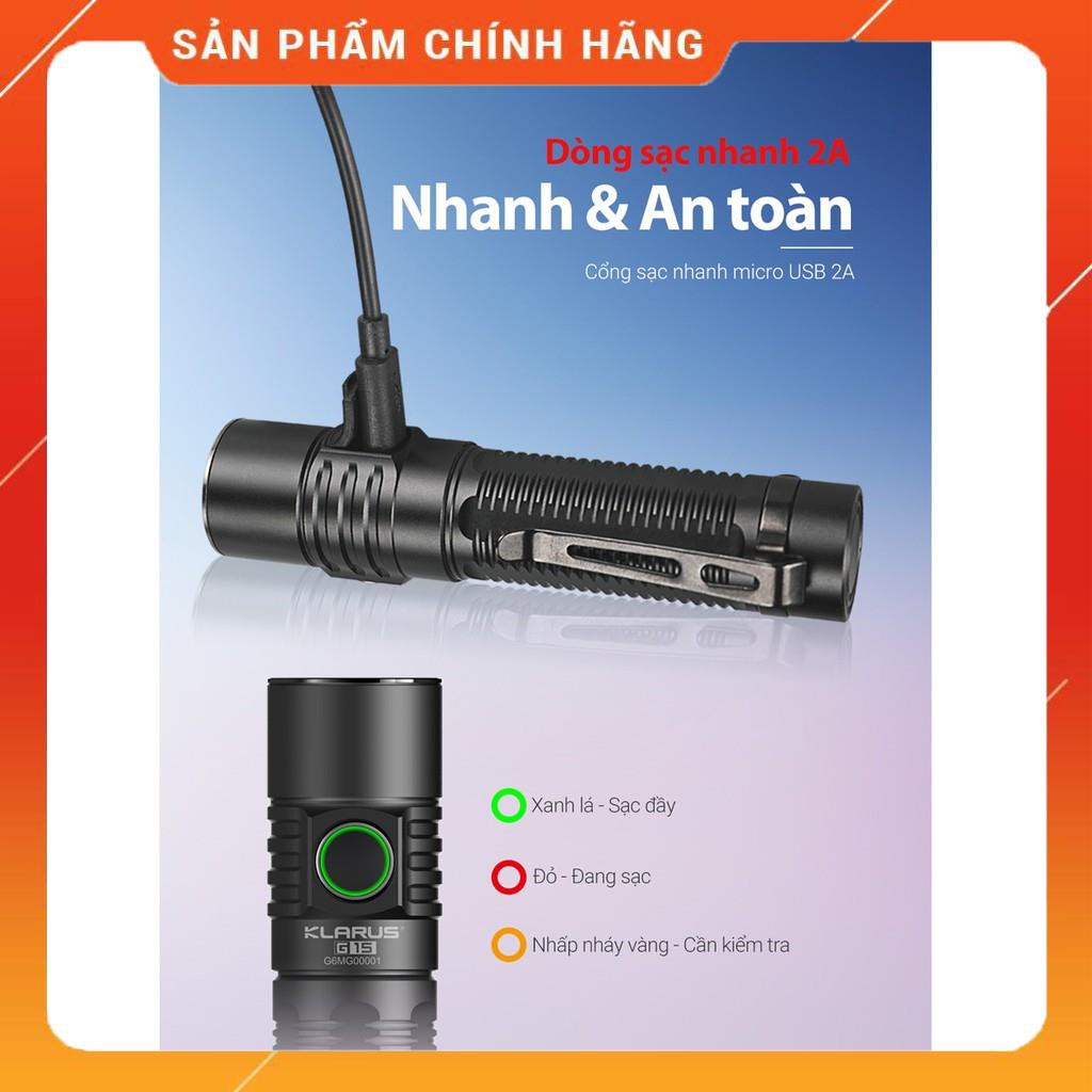 [HÀNG CHÍNH HÃNG] Đèn pin đèn sạc đèn tìm kiếm cứu hộ siêu sáng KLARUS G15 sáng 4000lm chiếu xa 188m sạc usb