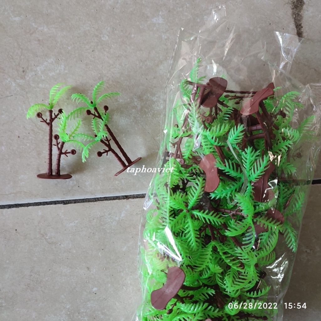Bịch 50 cây dừa nhựa trang trí bánh sinh nhật 8Cm, dừa trang trí tiểu cảnh