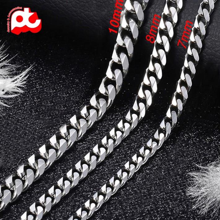 Dây chuyền nam thời trang đẹp titan thép không gỉ kiểu lặc xéo cao cấp PT JEWELRY kích cỡ 7mm màu trắng PTDCNA157