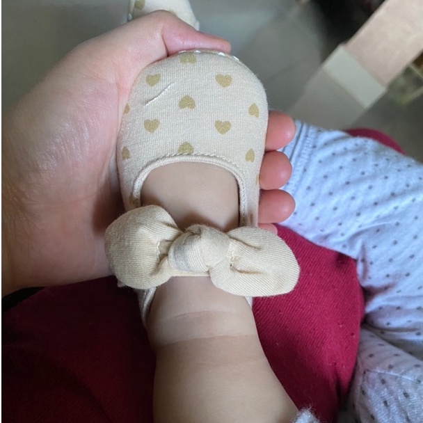 Đôi giày búp bê  cho bé gái tập đi đế mềm chống trượt đính nơ xinh xắn dễ thương