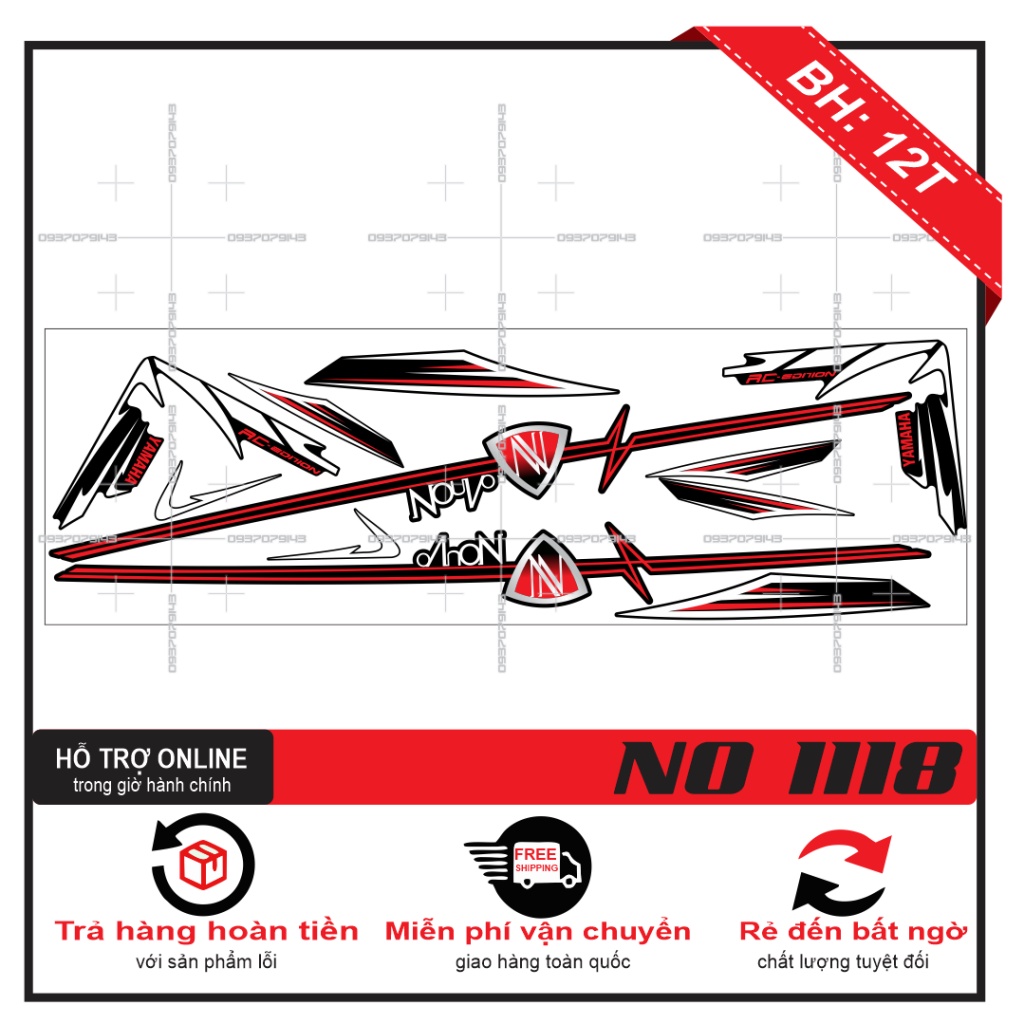 TEM XE NOUVO 4 LX LC DÁN XE ĐEN -- SHIN DECAL 2
