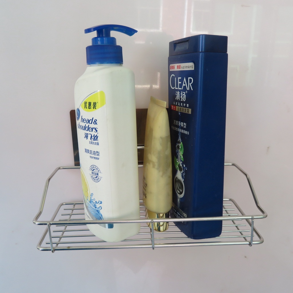 Combo 2 Kệ HCN Dán Tường Inox Để Đồ Phòng Tắm Siêu Tiện Lợi Kèm Theo Miếng Dán Chắc Chắn