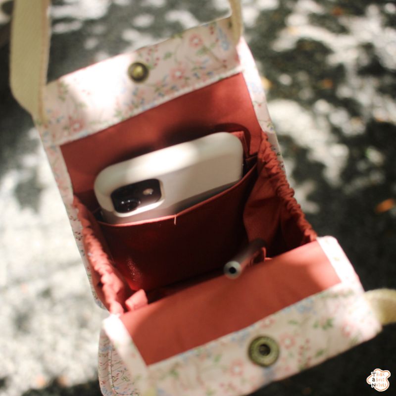 Túi vải đựng bình nước họa tiết hoa nhí hồng TaN cupholder