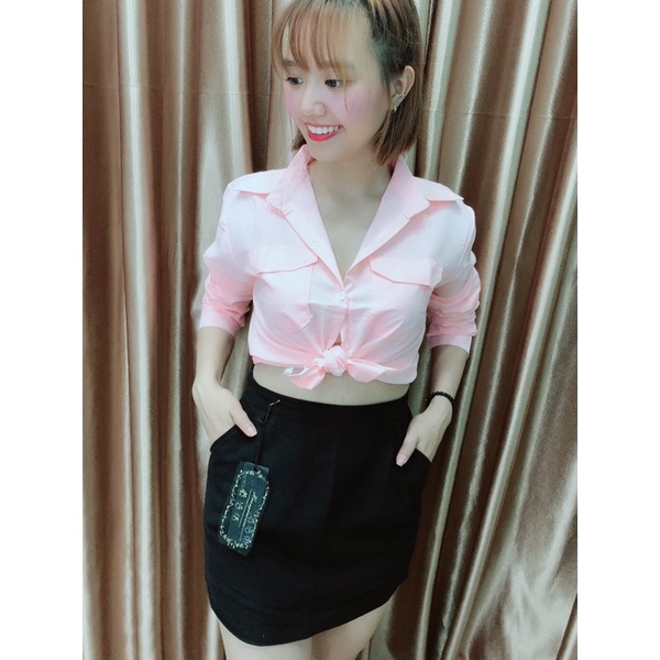 Sơmi 2 túi công sở kate lụa free size