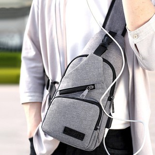 Túi đeo trước ngực vải canvas kiểu dáng thể thao phong cách Hàn Quốc cho nam