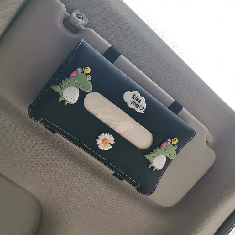 Mới! Hộp Đựng Khăn Giấy Bằng Da PU Hình Mickey Minnie Thông Dụng Gắn Tấm Che Nắng Xe Hơi