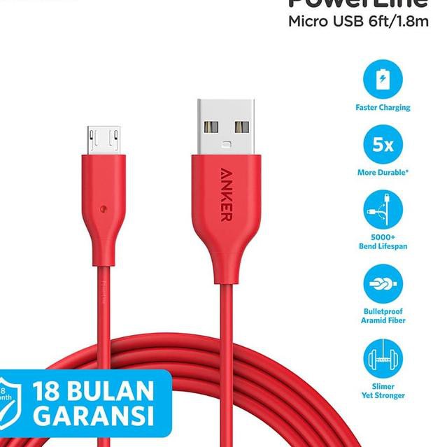 Dây Cáp Sạc Anker Powerline 6ft / 1.8m Micro Usb Red - A8133 Màu Xanh Dương