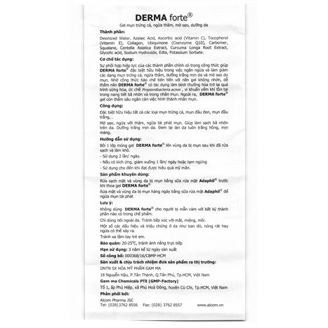 [CHÍNH HÃNG] Derma Forte Gel 15g - Giảm Mụn Trứng Cá, Ngừa Thâm, Mờ Sẹo, Dưỡng Da | BigBuy360 - bigbuy360.vn