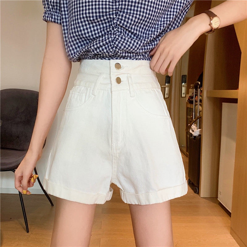 Quần Short Jean Ống Rộng Lưng Cao Dáng Chữ a Plus Size Thời Trang Mùa Hè 2021