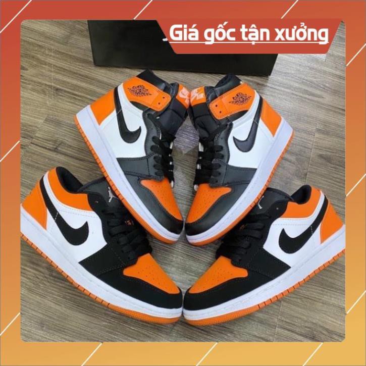 [FreeShip+ Hàng Xịn] Giày thể thao jordan 1 cam trắng đen thấp cổ, Giày nam nữ Full phụ kiện (ảnh thật)